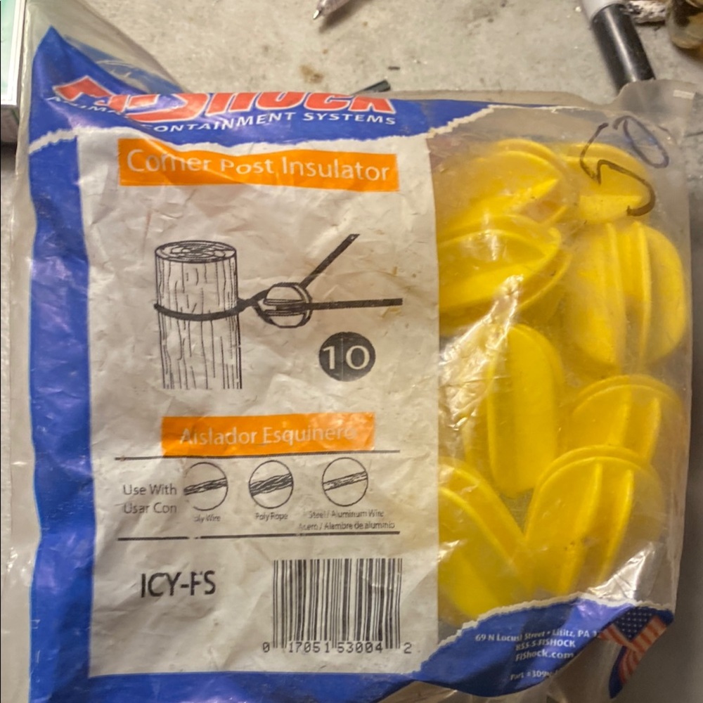 Fi-Shock Electric Corner Post Insulator 10 Pack Yellow ICY-FS Animal Containment
